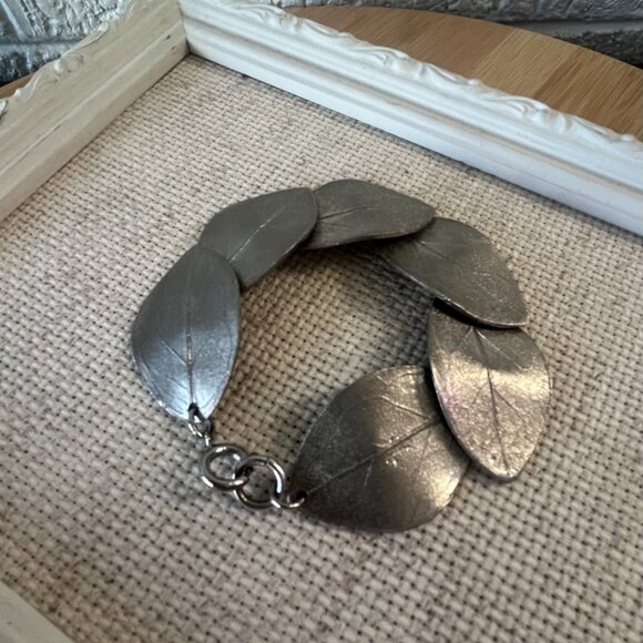 Vintage Leaf Link Bracelet Frederick Mosell Signed - Picture 7 of 11